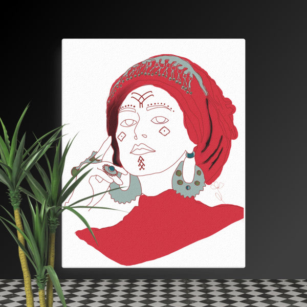 Amazigh women in red Canvas